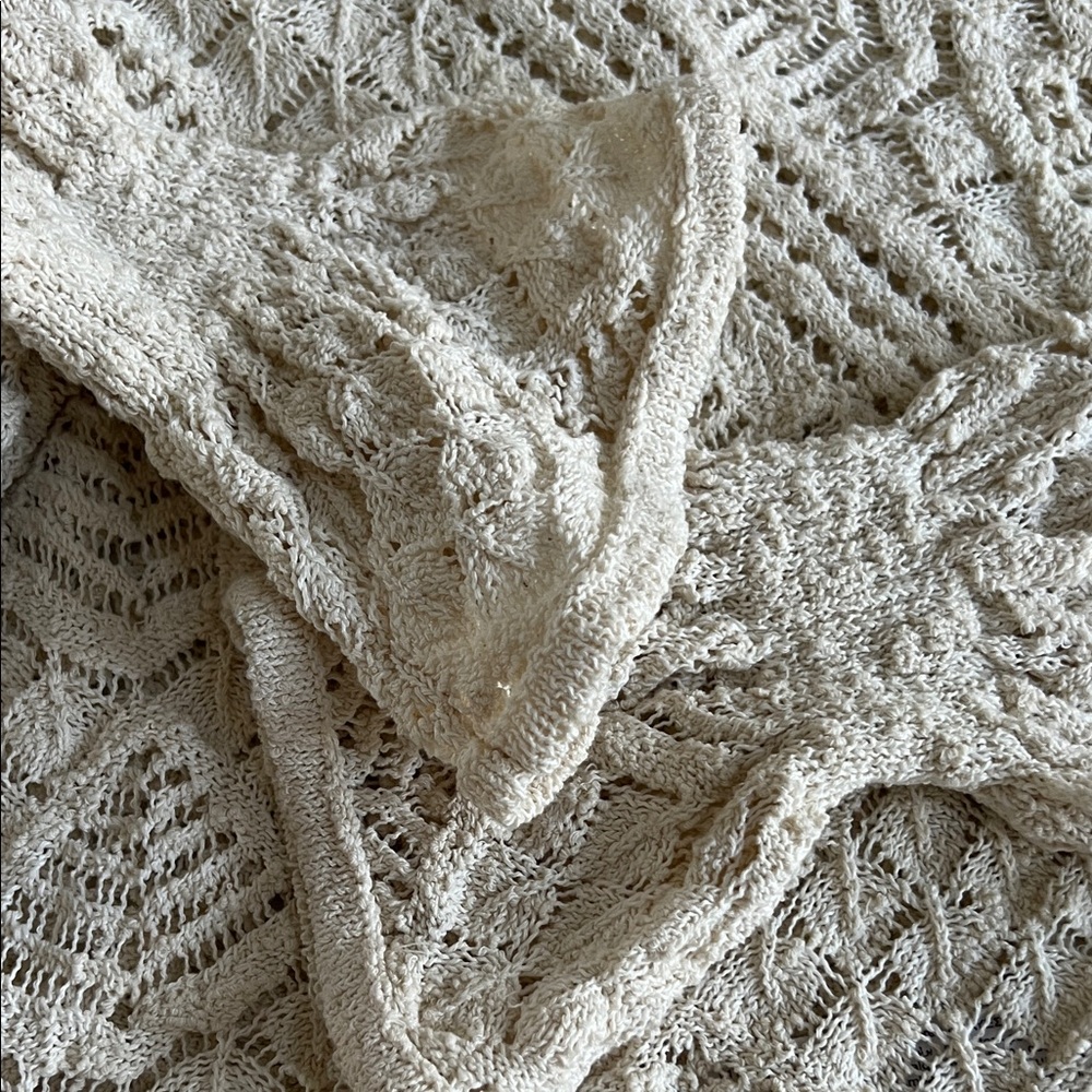 Zara Cream Hooded Knit Pointelle Sweater for Women - Picture 4 of 6